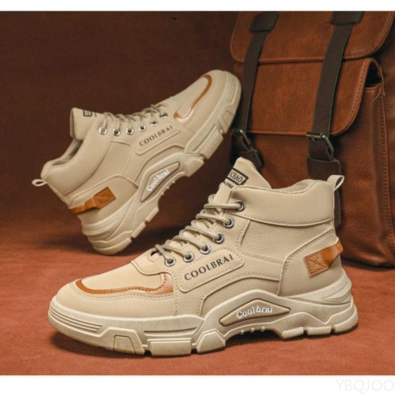 Fashionable Versatile High Top Men's Shoes New Spring Hiking Shoes Casual Comfortable Anti Slip and Wear-resistant Men's Boots