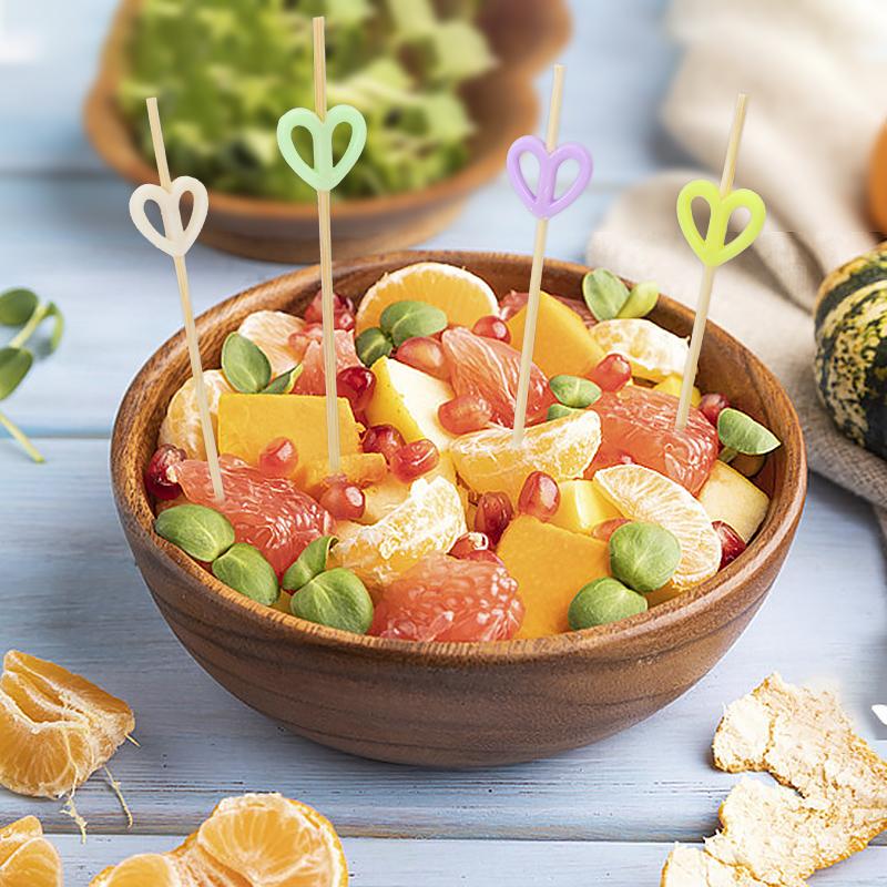 100 Stücke Herz Lebensmittel Obst Zahnstocher Cocktail Picks Bambus Spieße Cupcake Gabel Stick Hochzeit Geburtstag Party Dekoration Lieferungen