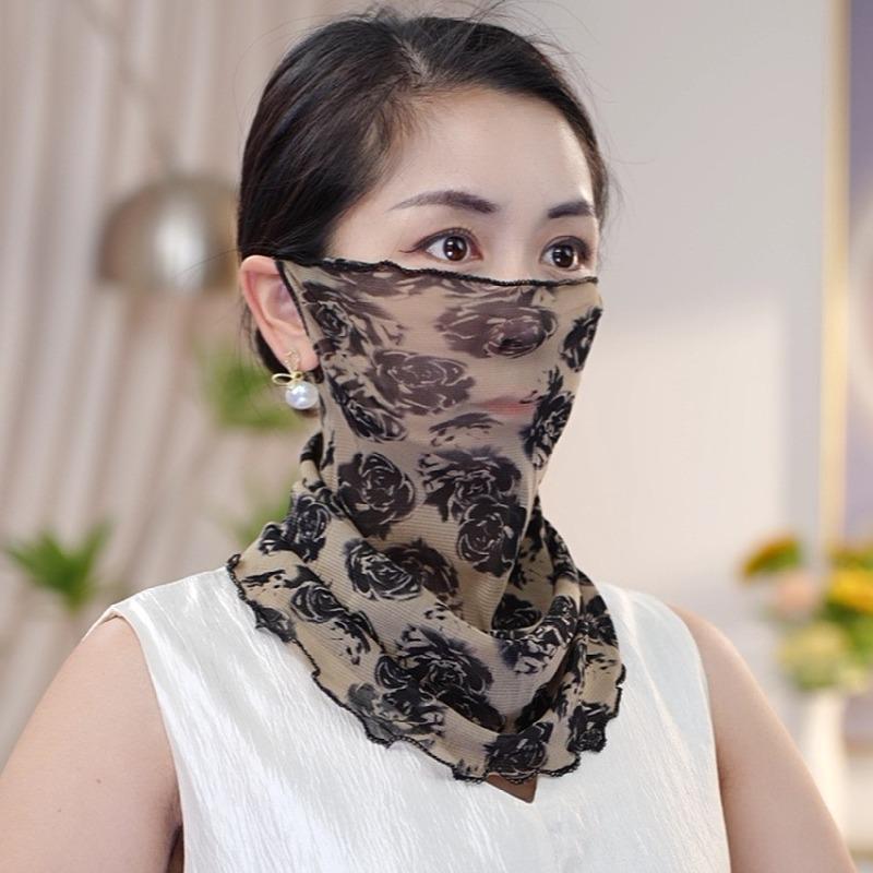 Korean Style Veil Scarf: Full Face & Ear Protection, Trendy Thin Gauze Scarf, Versatile Lolo Set for Women