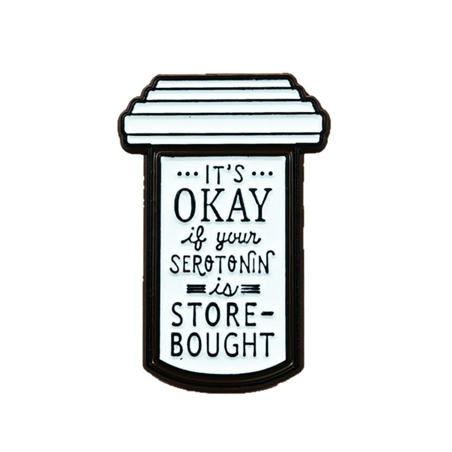 Medicine Bottle Brooch with Fun English Quotes - Alloy Badge Accessory