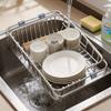 Stainless Steel Sink Drain Basket With Adjustable Size For Dish Drying And Organization