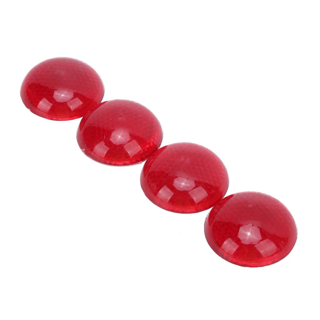 4PCS Red Reflector Round 3 Dimensional ABS Decoration Protection Decal for Automobile Motorcycle
