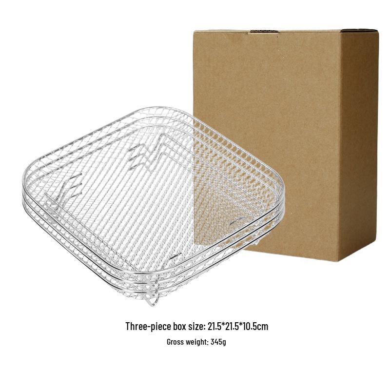 304 Stainless Steel Air Fryer & Microwave Grill Rack with Oil Filter Net - Heat Resistant