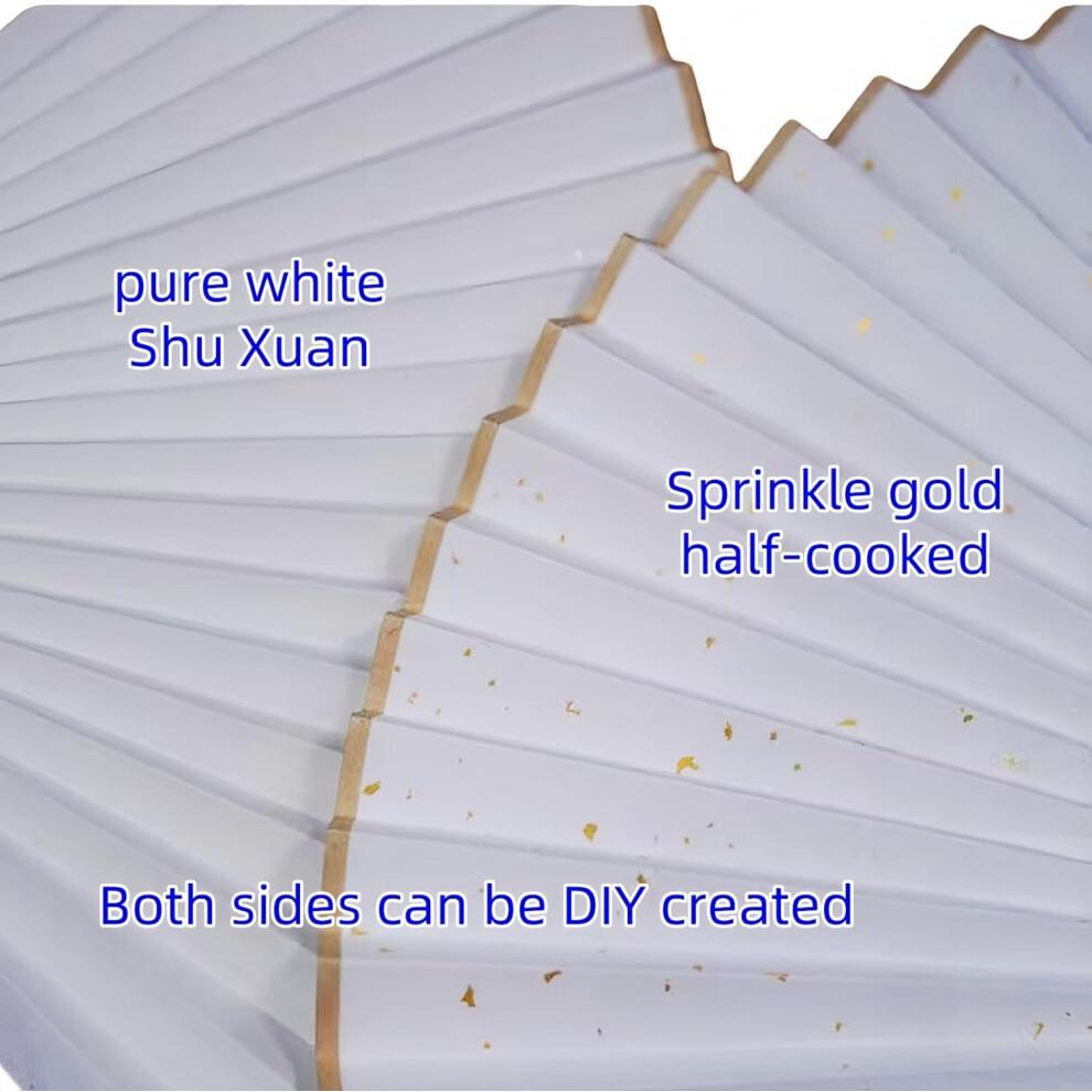 Chinese Folding Hand Fan with Bamboo Frame, Blank Paper for DIY Painting, Traditional Design