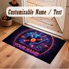 Neon Colorful Theme Crystal Velvet Floor Rug Personalized Custom Name Text Warm Carpet Home Decoration