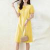 ZANZEA Vestido Casual de Verano para Mujer con Estampado de Cuadrícula y Cuello Redondo de Manga Corta