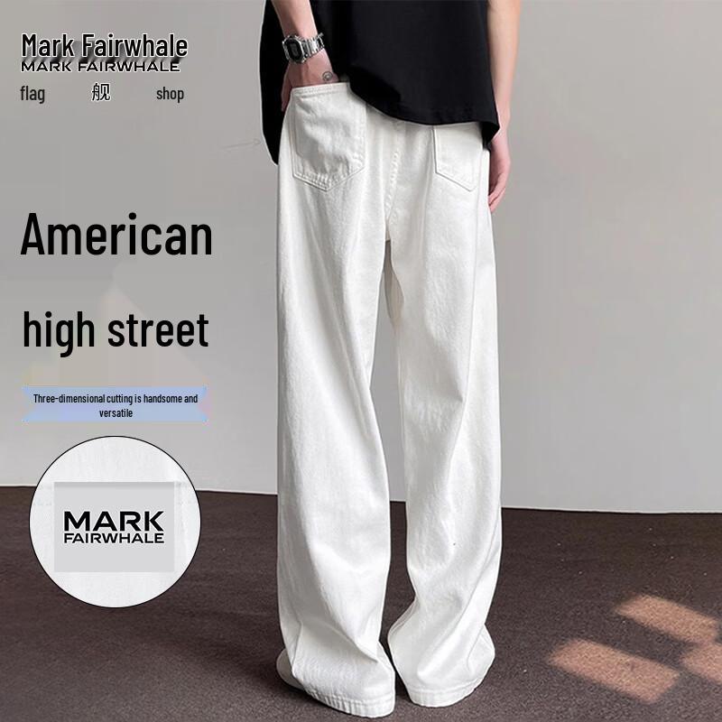 MARK FAIRWHALE Men s American High Street Loose Straight-Leg Casual Pants 32