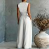 Women's Wide-leg Elegant Waist-cinching V-neck Jumpsuit