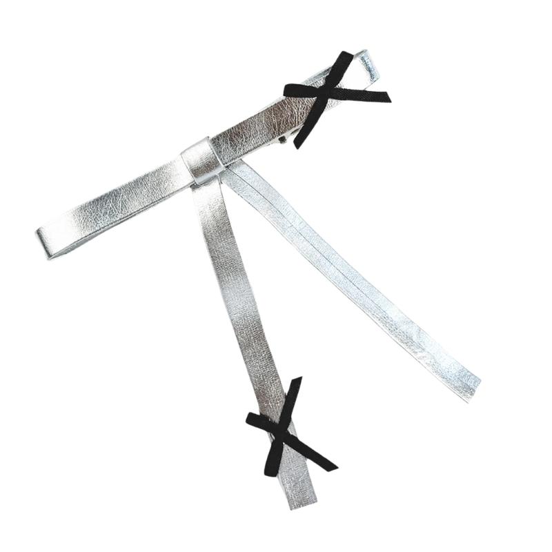 

Metallic Silver Bows Elegant 2000s Side Clip Bows Hair Clip Metallic Rose Gothic Bows Bowknot Balletcore