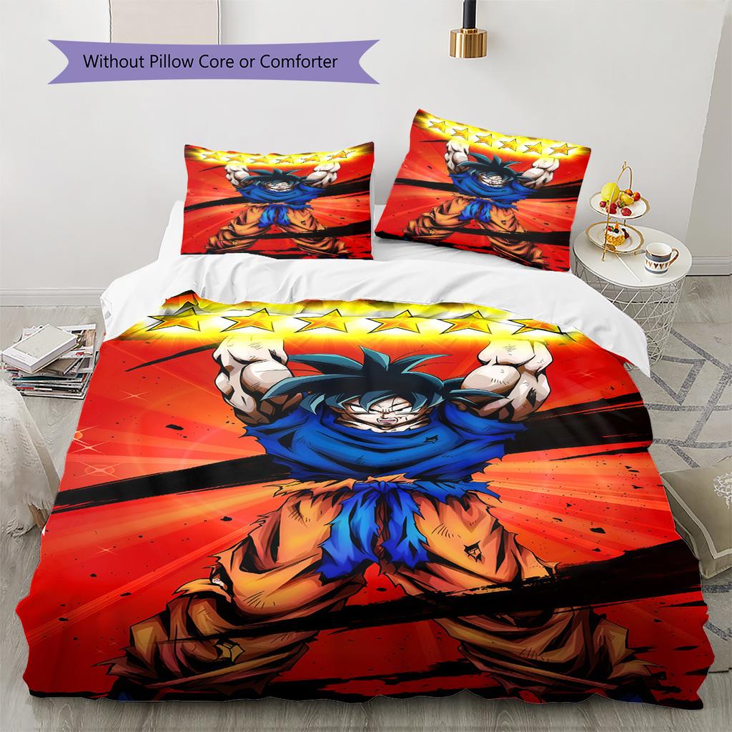 Biancheria da letto con motivo Son Goku, Set piumone Copripiumone Federa Regalo di compleanno per la casa (1 * copripiumino + 2 * federa, senza nucleo)