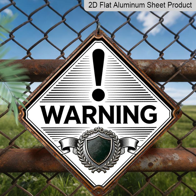 2D Flat, 1pc, Exclamation Warning Theme, Metal Warning Decor Gift for Safety Sign Lovers, Vintage Metal Aluminum Sign, Suitable for Office, Hallway