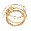 3Pcs/Set Snake Bone Popcorn Chain Bracelet For Women Gold Silver Color Multi-layer Alloy Bracelet Vintage  Party Gifts