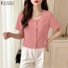 Blusa informal de verano con cuello cuadrado y manga corta para mujer