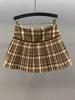 Women's High Waist Plaid Wool Skirt - Spring 2025 College Style Petite Skirt