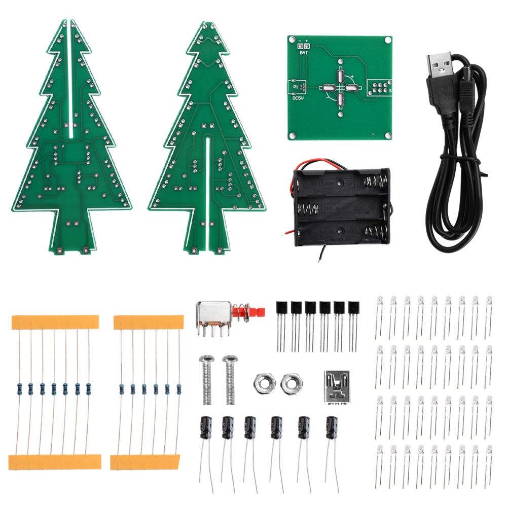 3D Christmas Tree DIY Electronic Kit LED Running Lights Fun Soldering Kit DIY Festive Decorations Gift