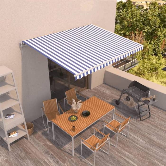 Exclusive House - Manual Retractable Awning 450x350 Cm Blue and White