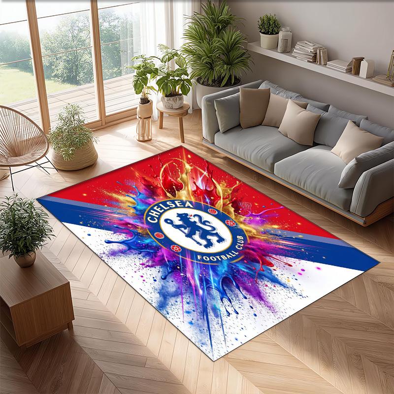 Chelsea FC Printed Flannel Area Rug Non Slip Soft Polyester Floor Carpet Indoor Decor Mat for Bedroom Living Room Sofa Game Room Home Decoration