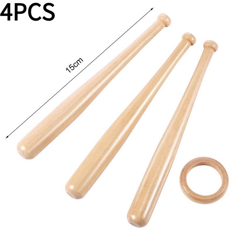 4PCS Mini Wooden Round Solid Stick
