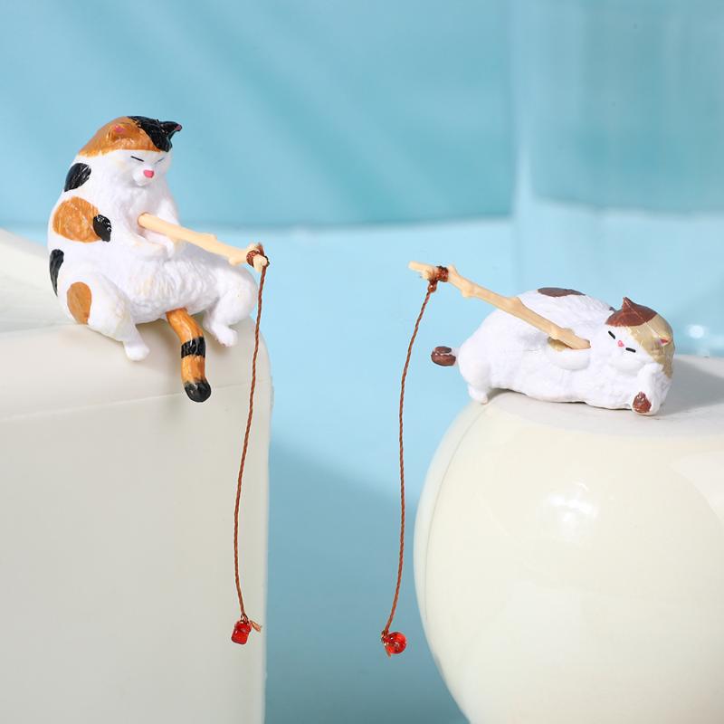 1/5 Stück Aquarium Angeln Katze Hängend Mini Kreative Landschaft Dekoration Aquarium Fischbecken Ornament Miniaturfiguren