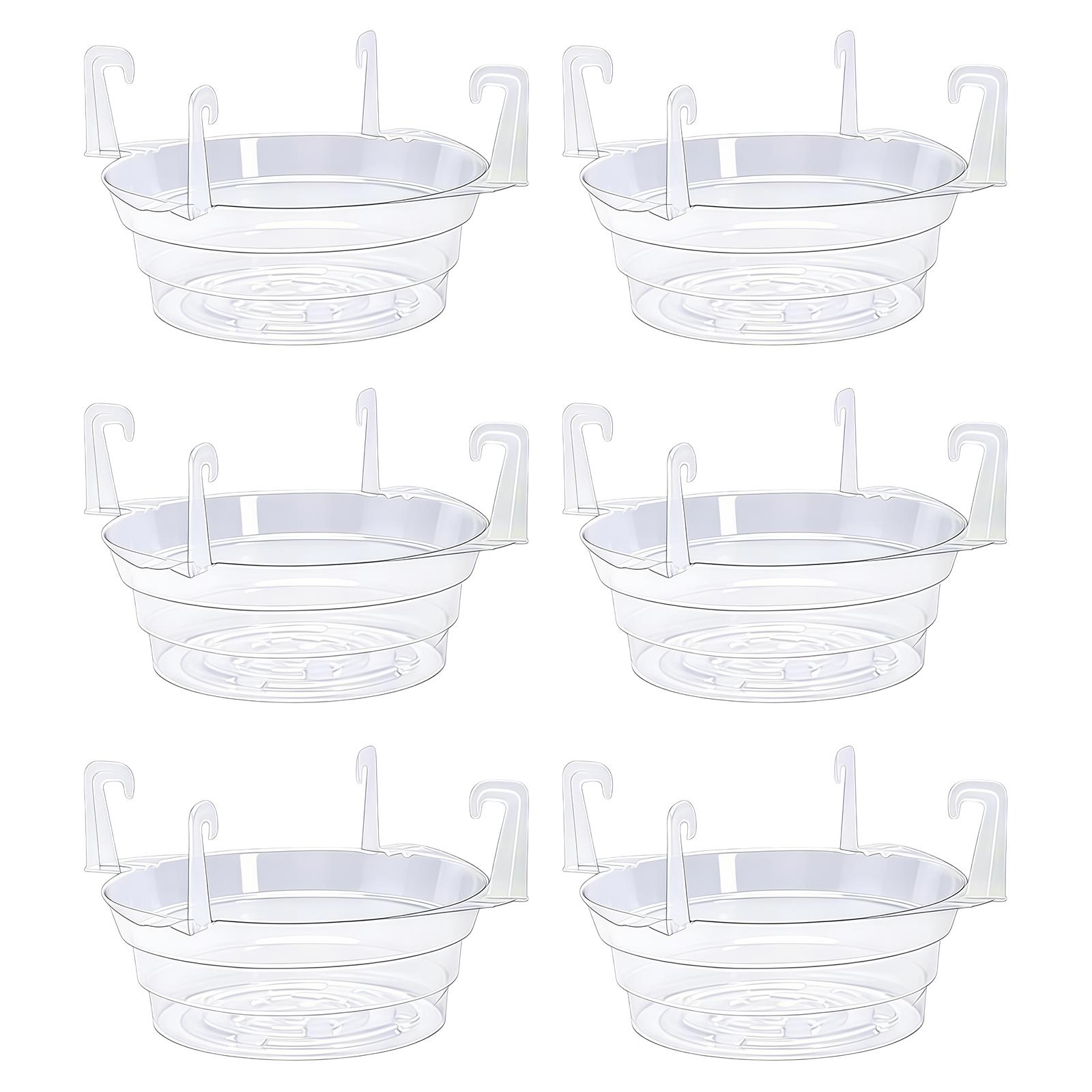 6 Pcs Set Hanging Plant Saucers with 4 Pcs Hooks Hanging Basket Planter Drip Pans Ventilated for Indoor Outdoor Hanging Baskets