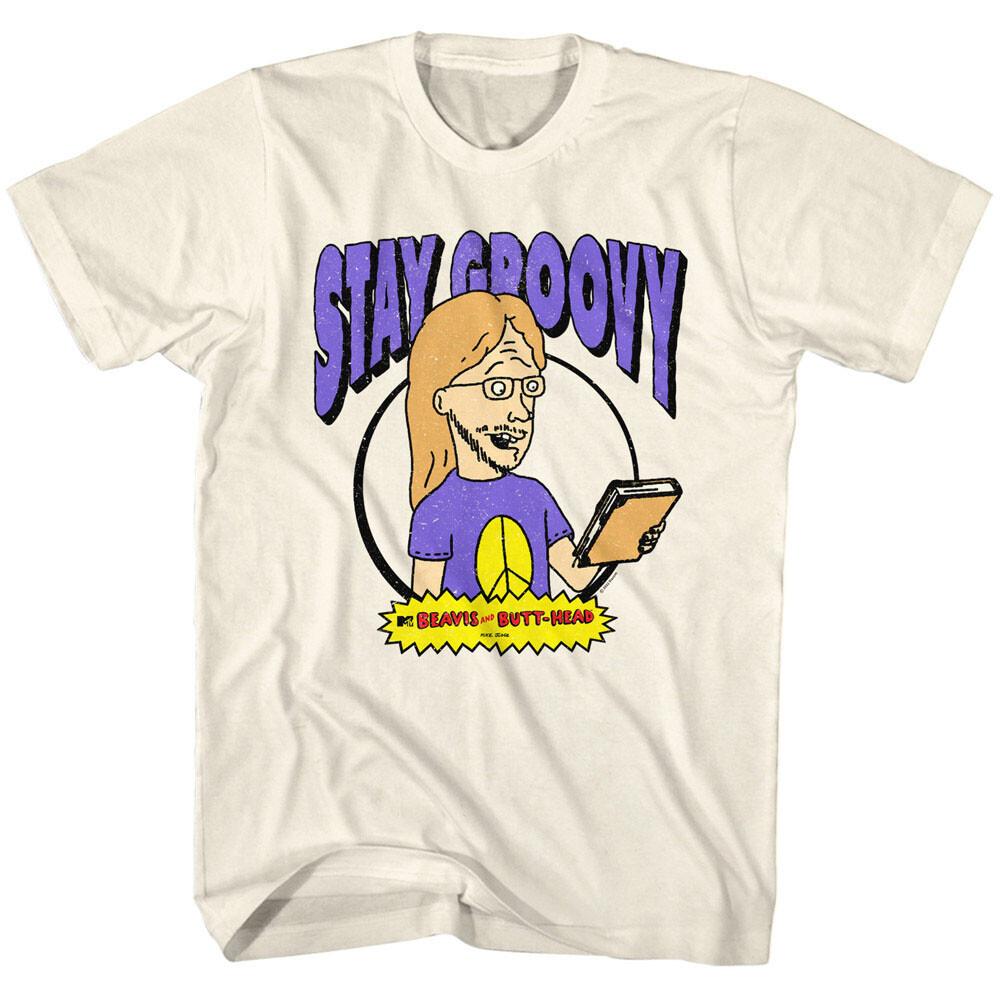 MTV Classic Beavis And Butthead David Van Driessen Stay Groovy Men T Shirt L