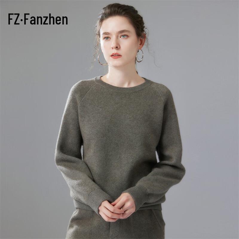 Fanzhen Women's Round Neck Cashmere Blend Sweater