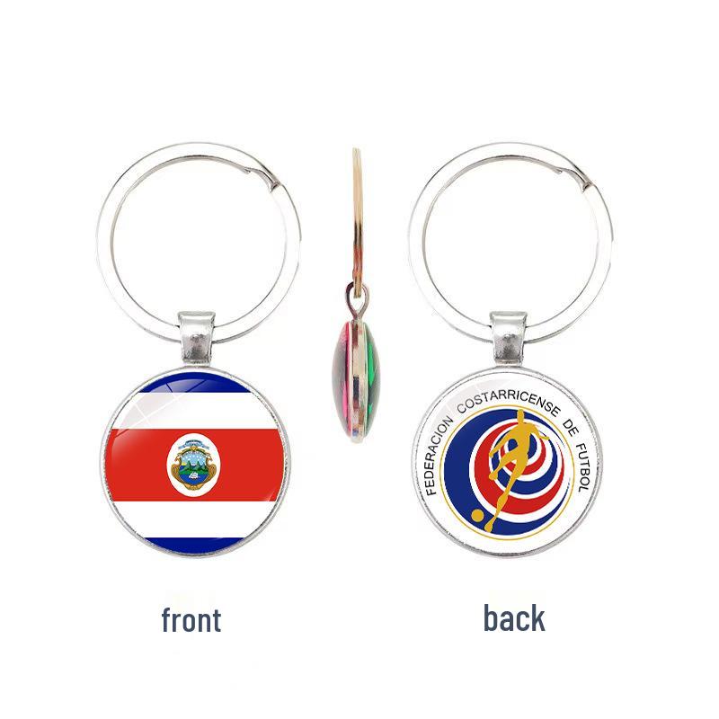 World Cup Top 32 National Flags & Team Emblems Double-sided Keychain