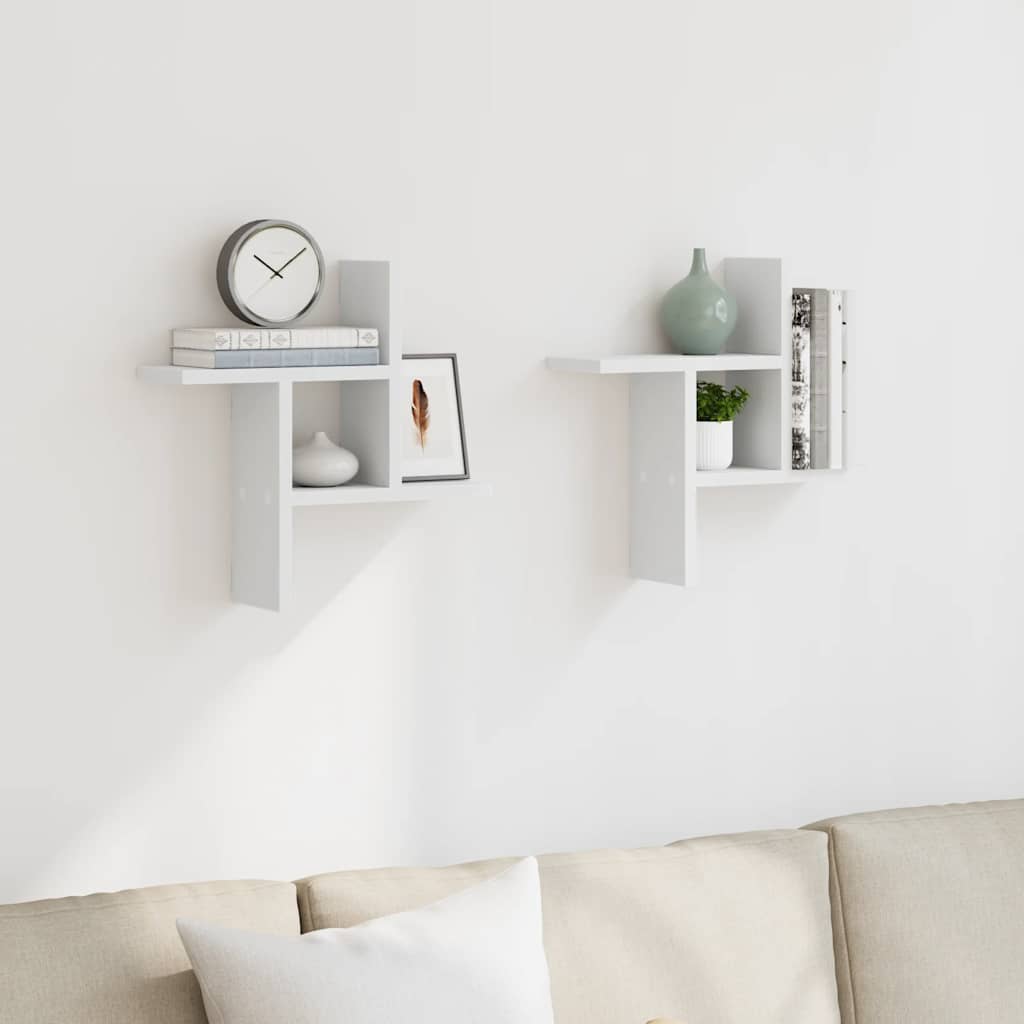 Wall Shelves 2 pcs. White 38 x 12 x 38 cm Engineered Wood