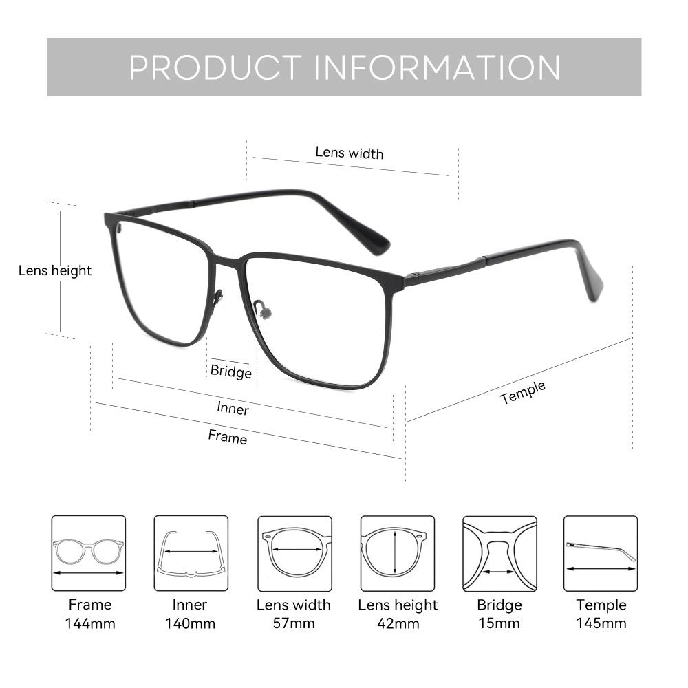 ZENOTTIC Square Prescription Glasses Fashion Metal Myopia/Progressive Eyewear Best Optical Eyeglasses for Men