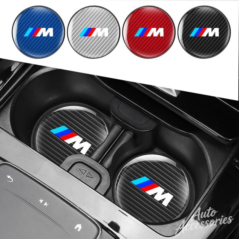 Car Water Cup Pads Carbon Fiber Auto Anti-Slip Coasters Mats For BMW M E46 E39 E70 F10 F20 F30 X5 X6 X1 M3 M5 M6 E71 F01 F02 F87 y5