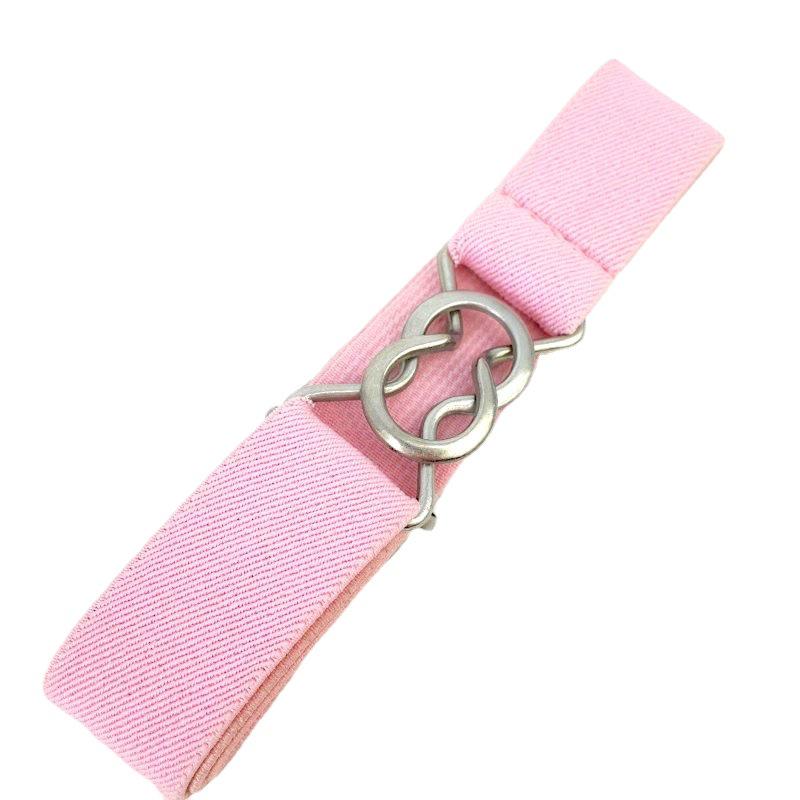 Cintura in Pelle Elastica Regolabile per Bambini con Tessuto Twill e Fibbia Sportiva a Forma di 8