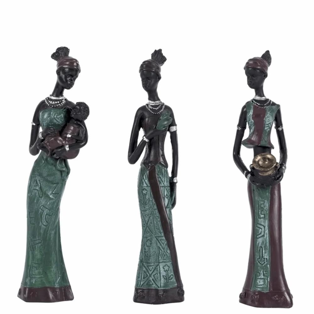 3pcs Figurines African Woman Sculpture Simulated Resin African Women Statue  Kids Birthday Gift