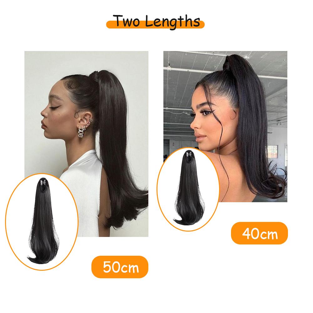 Long Slightly Warped Claw Clip Ponytail Hair Extension Synthetic