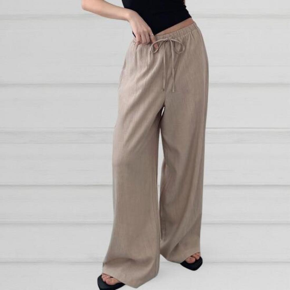 New Arrivals Open Run Women Wrinkle Free Cooling Blue Maxi Wide Pants Summer