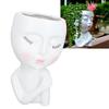 Face Flower Pot Eyes Closing Girl High Density Resin Drainage Hole Multi Purpose Head Planter Pot for   Garden Home