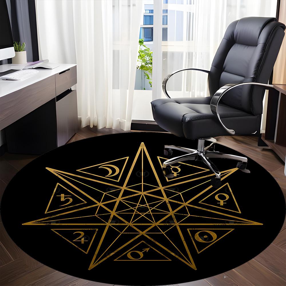 1pc Astrology Symbols Office Round Area Rug, Indoor Mat Suitable For Office, Under Office Chairs Bedroom Living Room Home Decor, Room Deco