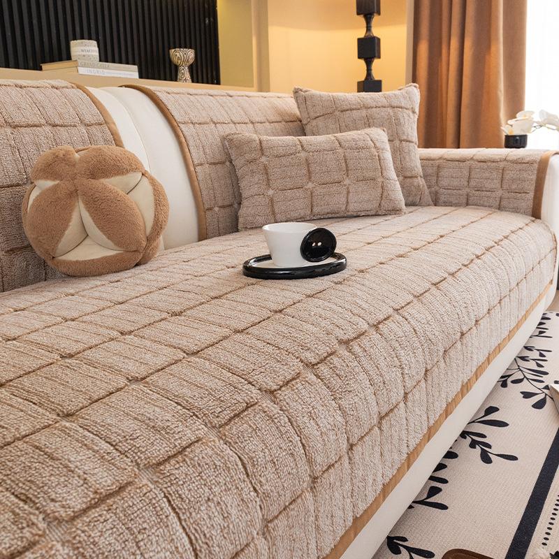 Simple Style Sofa Cover Fabric Straight Row Anti Slip Sofa Cushion Cover Skin Friendly And Durable Autumn Winter New Style M107