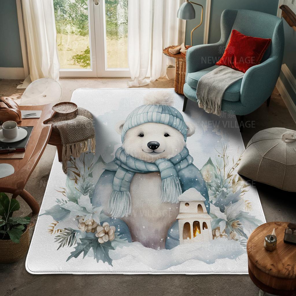 House Entrance Carpet Home Door Mat Living Room Bath Foot Bathroom Non-slip Water Absorption Rugs Bath Merry Christmas Winter