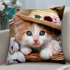 Adorable Cat Cute Pillow Case Short Plush Pillow Covers Sofa Decorative Gift Home Double-Sided Printing Cushion Cover