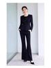 Women's Black Slim Fit Retro Workwear Suit: Spring & Autumn Professional OL Set