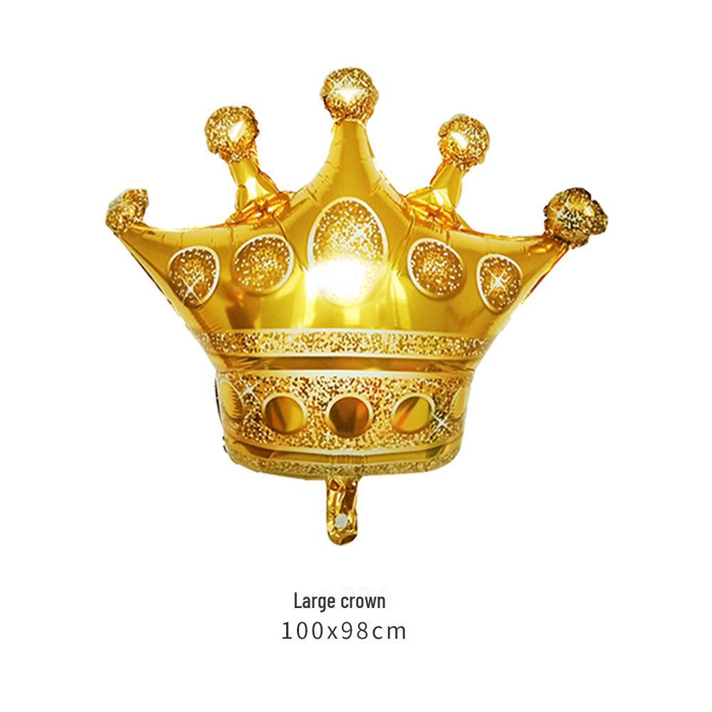 Gold Crown Balloon Set - Large, Medium, and Small Sizes for Birthday Decoration