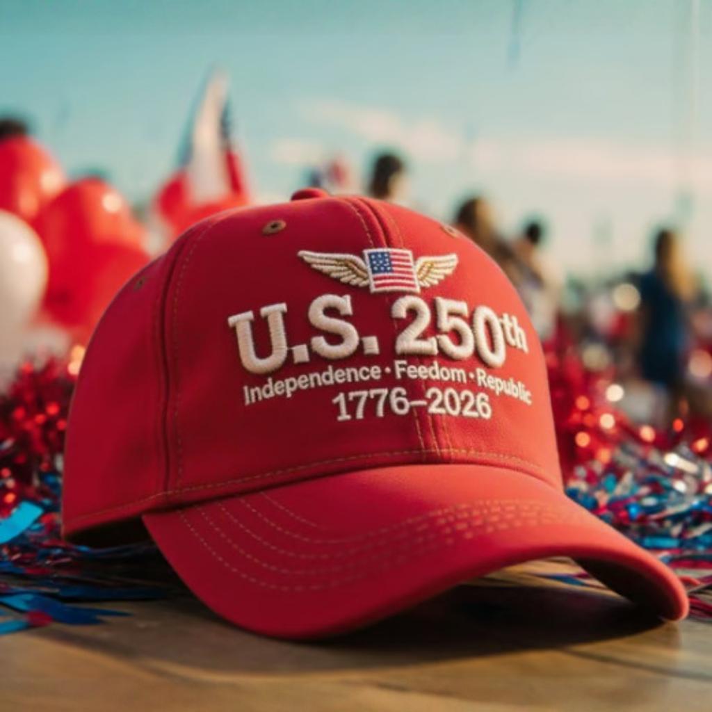 Adjustable Baseball Cap with Embroidered U S 250th Independence Freedom Republic 1776–2026 Design for Adults Unisex