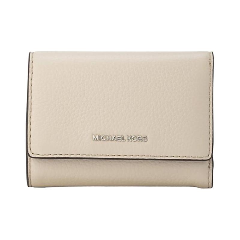 MICHAEL KORS Bryant Tri-Fold Design Logo Cowhide Wallet Medium Women s Beige бежевый
