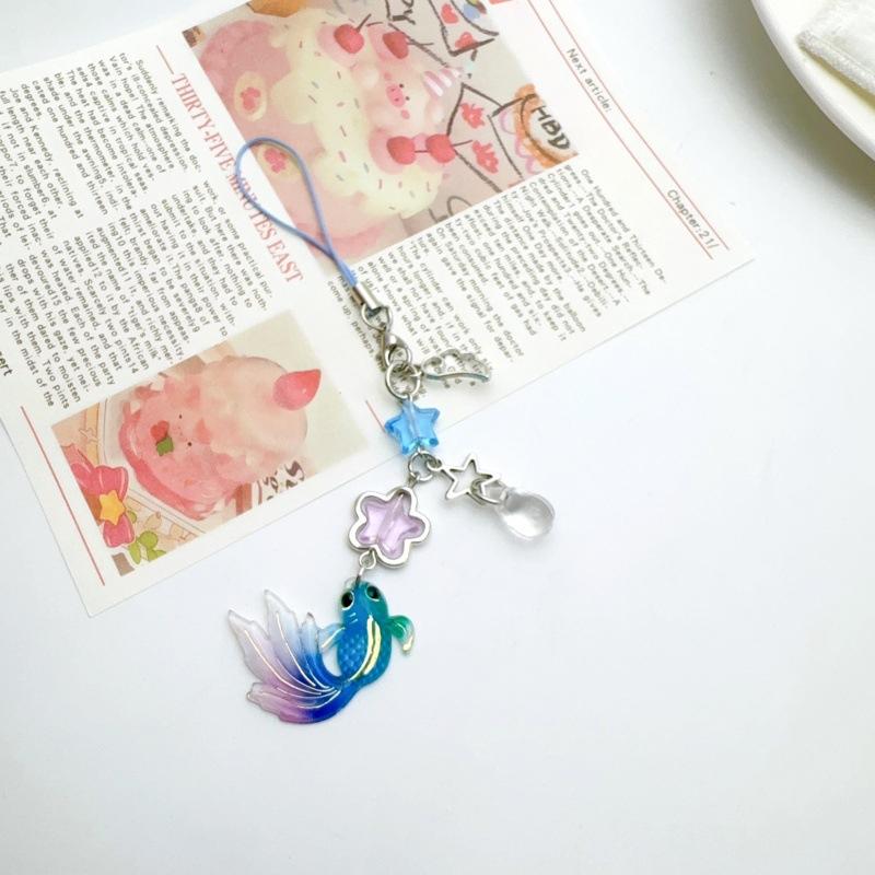 Lovely Lucky Koi Mobile Phone Pendant Chain Sweet Keychain Women Bags Accessories Gift