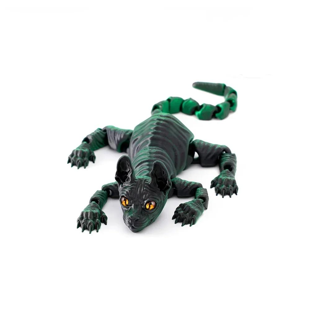 3D Tištěná Kočka Sphynx Zvířata Hračka Realistická Bezsrstá Figurka Kloubová Kočka Fidget Hračka pro Milovníky Koček Sběratel Domácí Dekorace