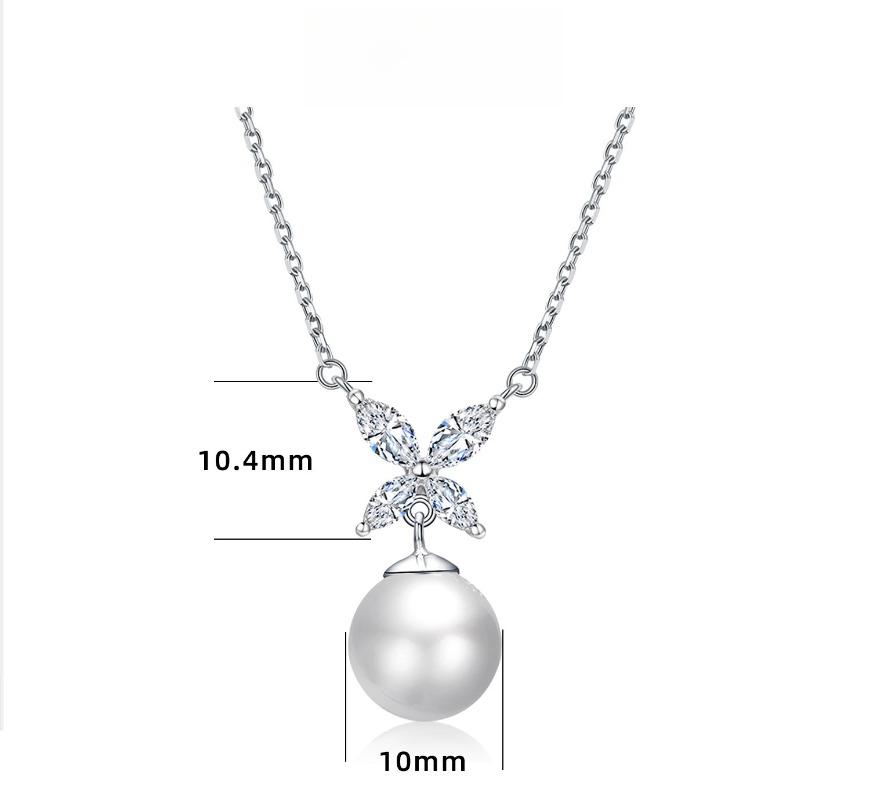 Bead Clover Pendant 925 Sterling Silver Natural Pearl Necklace Women's Niche Design Neck Chain ins Clavicle Chain