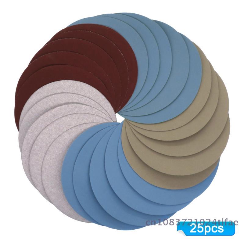 1/2/3/4/5/6 Inch Hook And Loop Sandpaper 25 Pcs Assorted 1000 /2000 /3000 /4000/ 5000 Grit Sanding Paper Round For Polishing