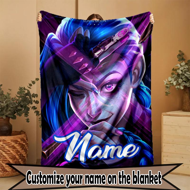 Custom Name Personalized Jinx Print Blanket, Home Decor, Bedroom, Sofa, Camping, Couch, Gifts for Birthday ChristmasEnthusiasts