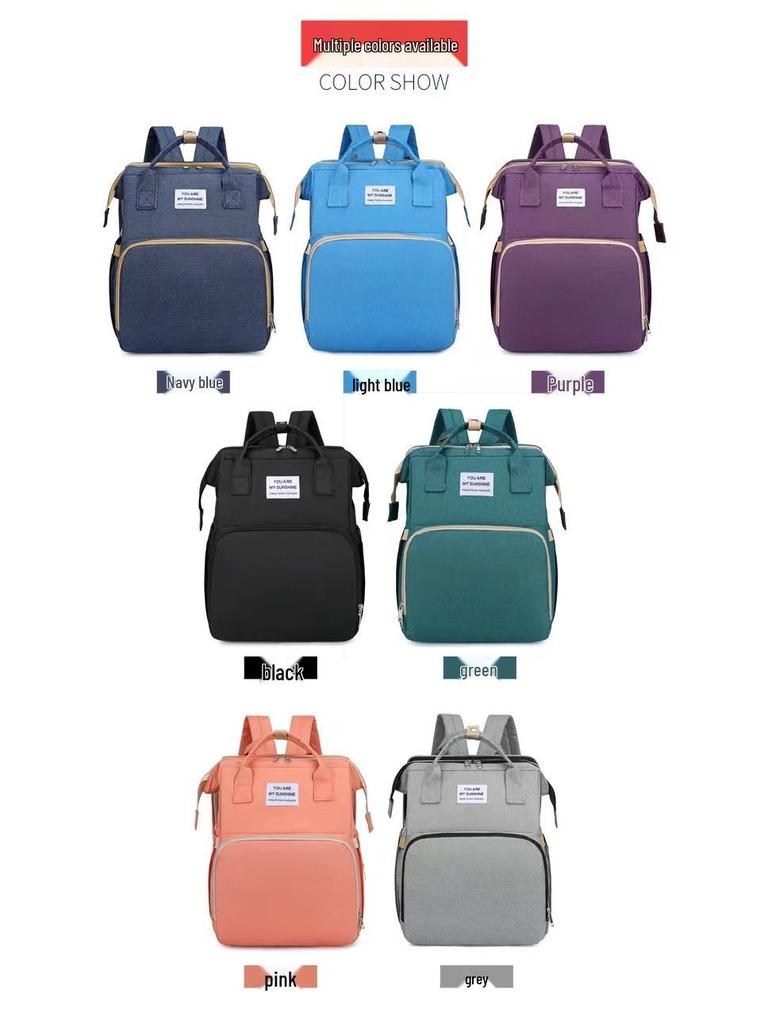 Portable Folding Mummy Bag: Lightweight, Large-Capacity Mother & Baby Backpack with Multi-purpose Bed Feature.