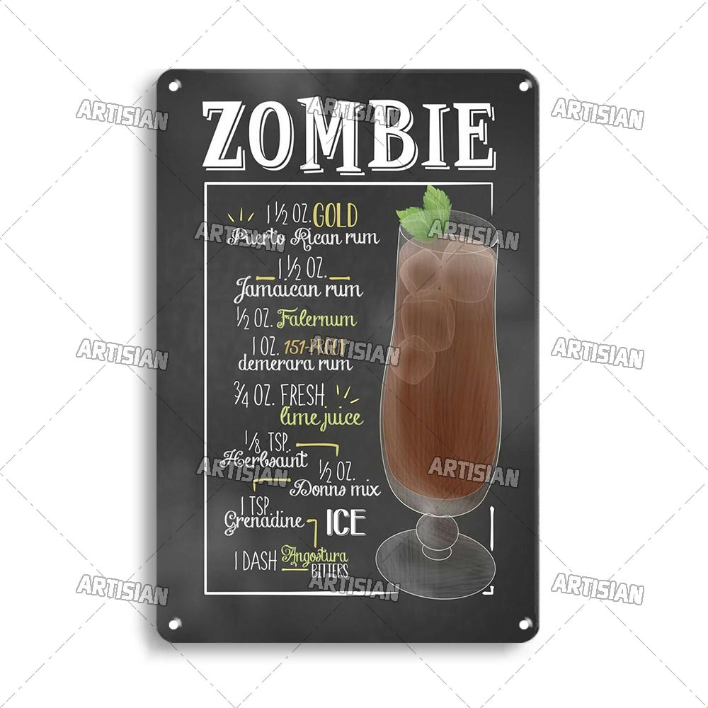 Mfoever Tin Sign Vintage Cocktail Recipe Metal Tin Sign Retro Bar Drink Menu Wall Art Decor for Pub Bar Man Cave Kitchen Rustic Iron Painting Pla